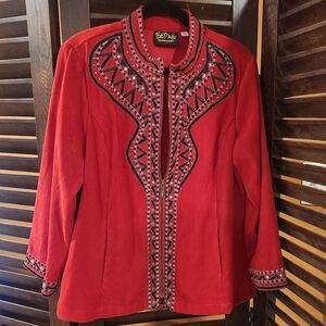 Bob Mackie Vibrant Red Blazer with Black Accents